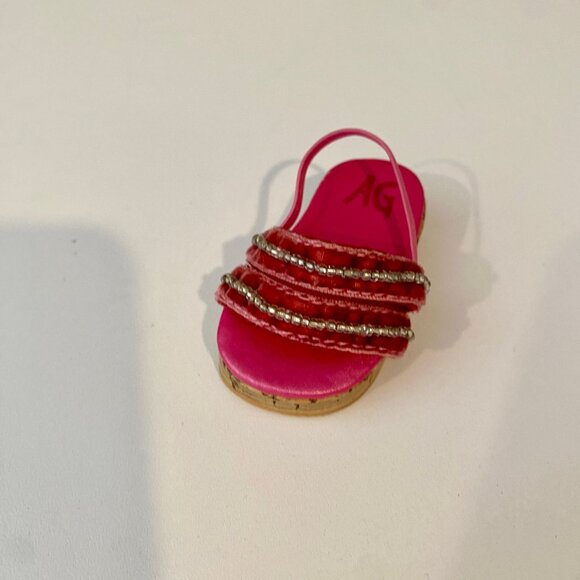 American Girl Doll Pink Beaded Sandal - Left Foot Replacement Shoe - Picture 2 of 5